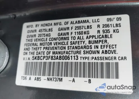 2010 Honda Accord 3.5 Ex-L from USA, damaged, VIN 5KBCP3F83AB006113